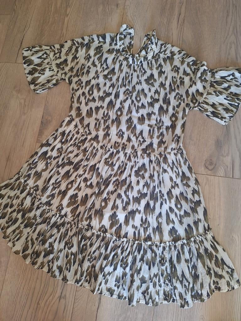 Wild Flower  jurk met ruches en hoge hals, Ophalen of Verzenden, Maat 36 (S), Boven de knie, Groen