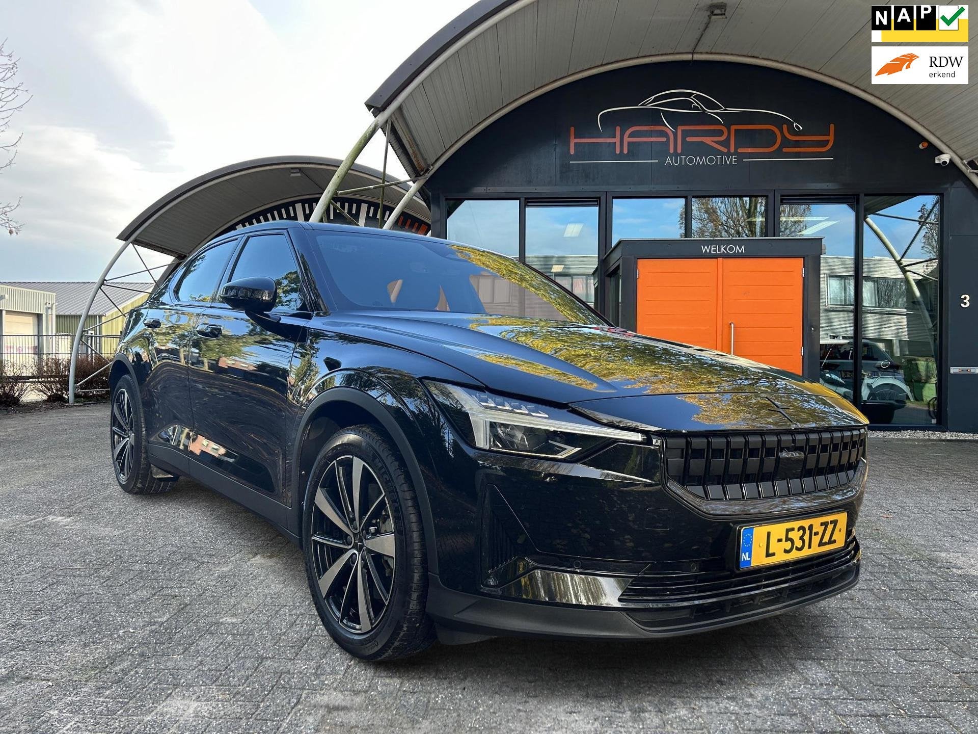 Polestar 2 Standard Range Single Motor 63kWh 94% SOH Panoram, Auto's, Stof, Gebruikt, Zwart, Origineel Nederlands