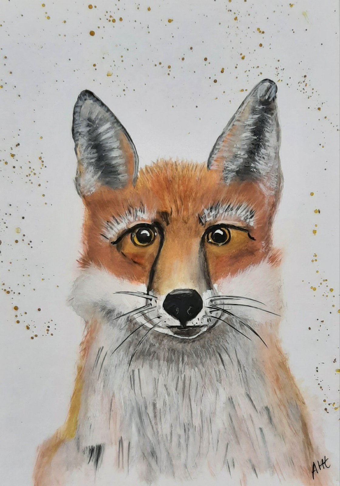 schilderij Vos aquarel, Antiek en Kunst, Ophalen of Verzenden, Gesigneerd, Aquarel, Dieren