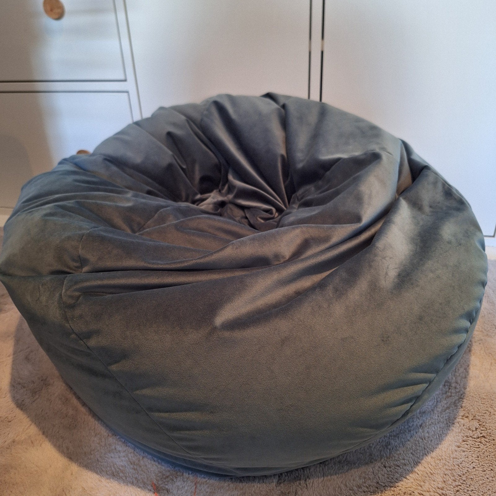 Lounge Pug Zitzak - Fluweel - Zo goed als nieuw, Huis en Inrichting, Ophalen, Zo goed als nieuw, Blauw, Zitzak