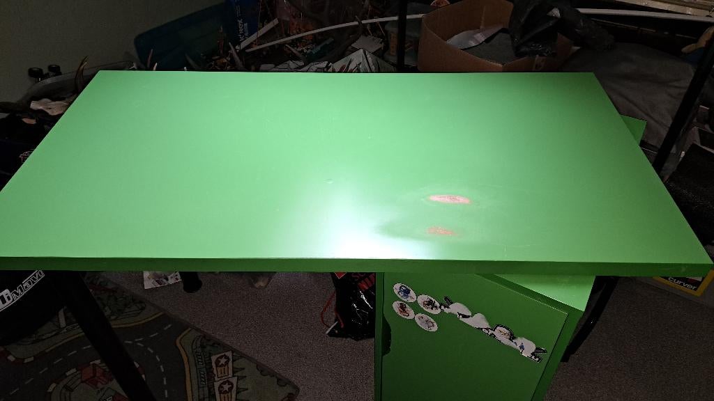 Bureau met kastje, Groen, Gebruikt, 120 cm, Demontabel