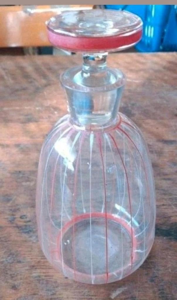 Kleine glazen karaf met knikker glas, Antiek en Kunst, Ophalen of Verzenden