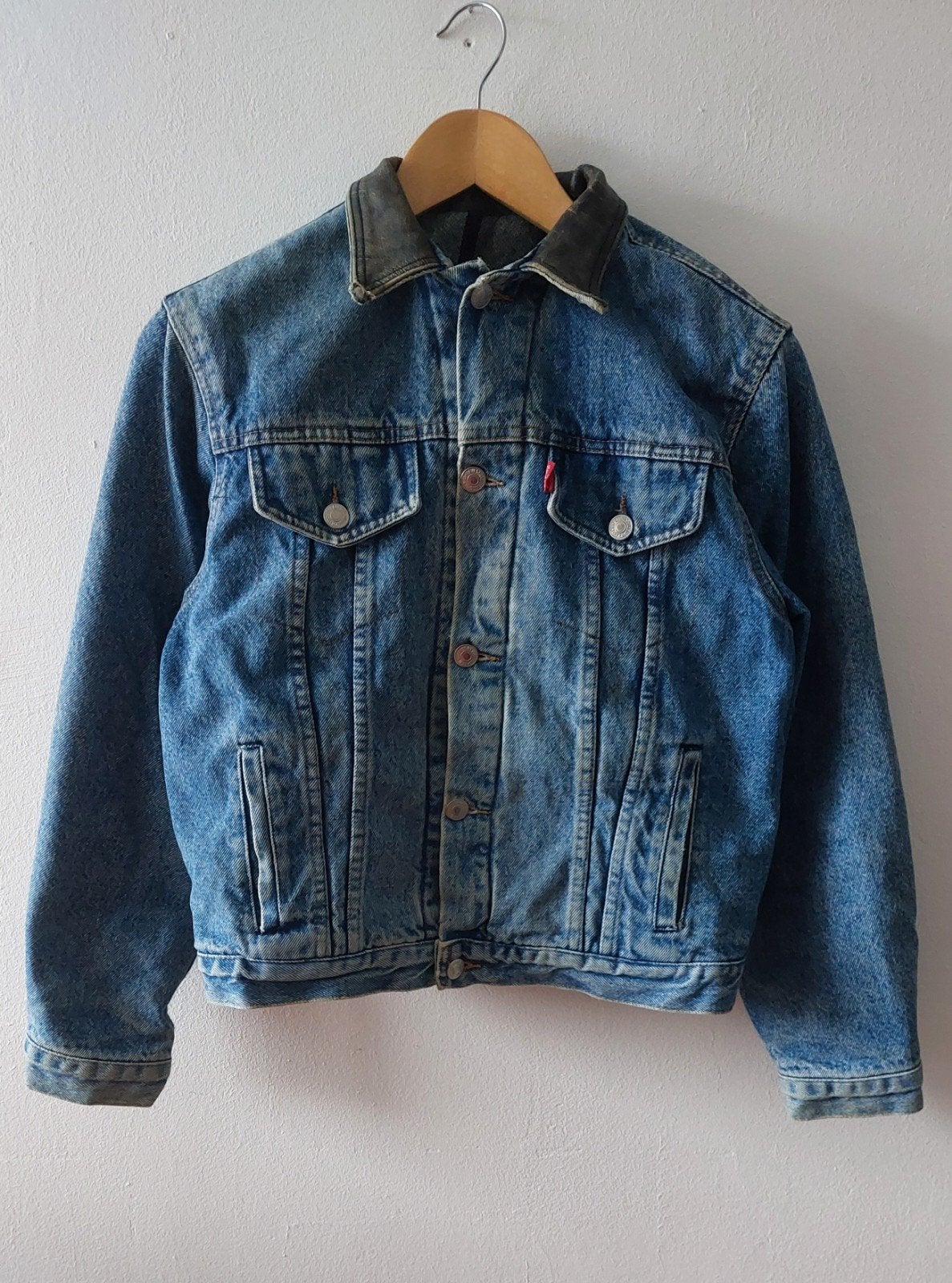 Vintage 80/90s Levis Type III Blanket Trucker jacket, Levi's, Blauw, Ophalen of Verzenden, Gedragen