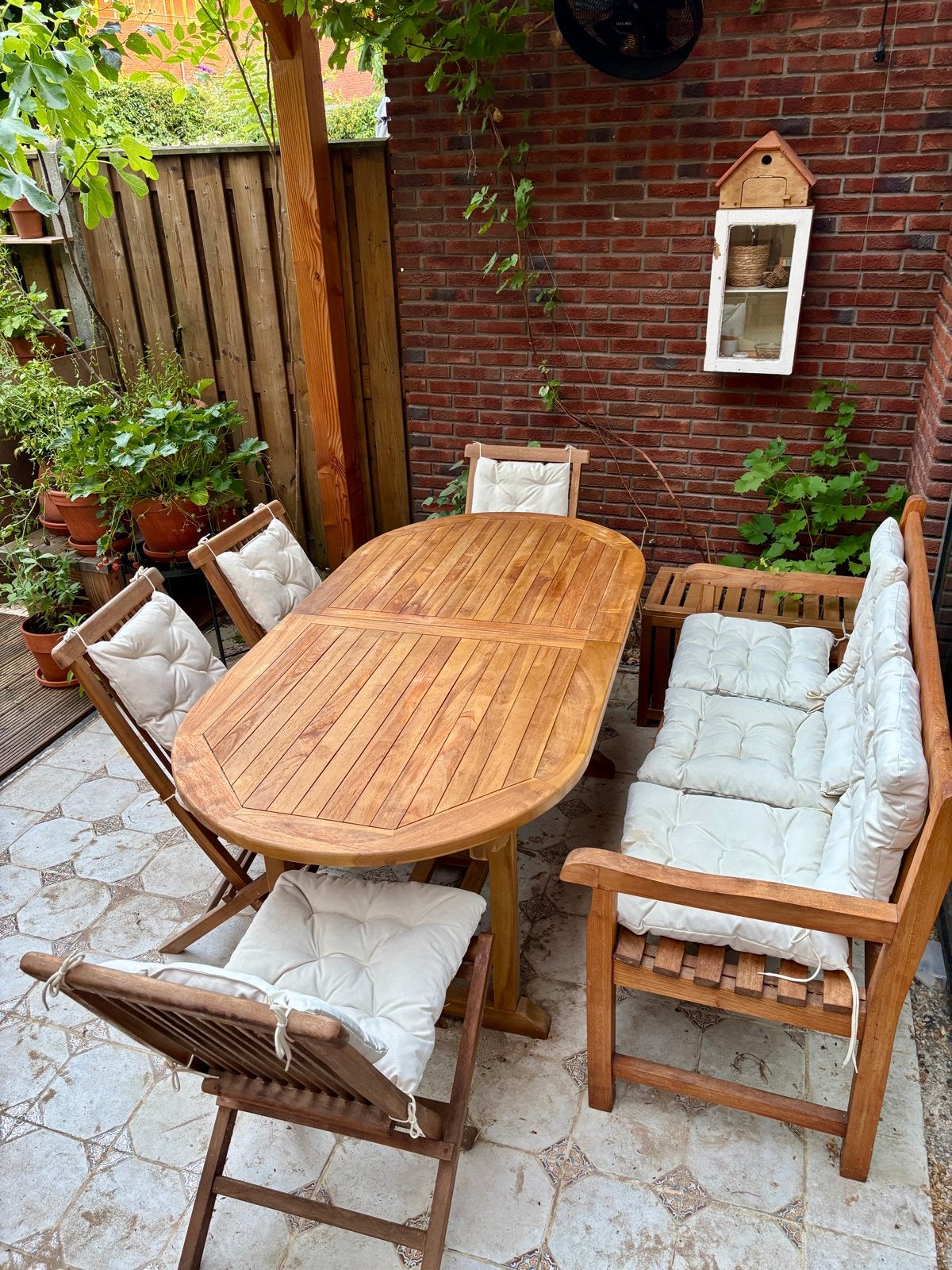 Complete Teakhouten Tuinset - Goede staat, Tuin en Terras, Tuinsets en Loungesets, Ophalen, 6 zitplaatsen, Teakhout, Zo goed als nieuw