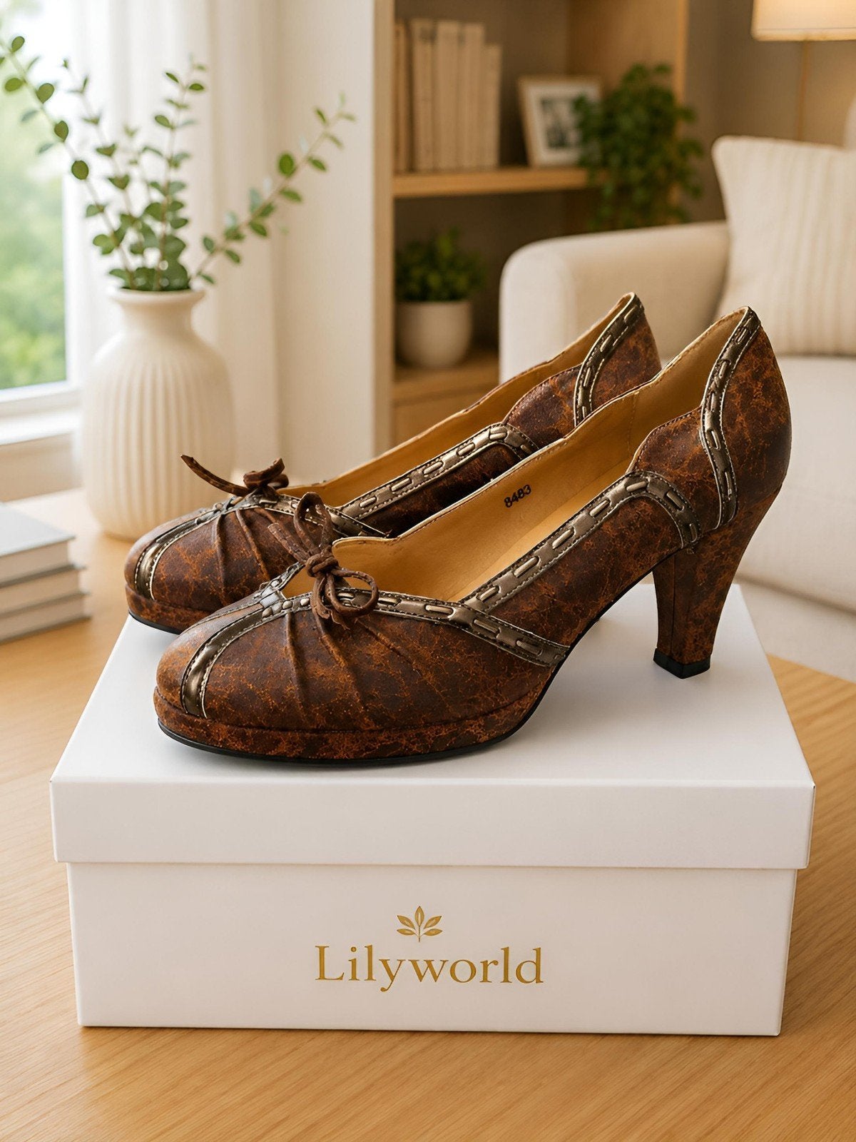 LiliWorld Bruine Vintage Damespumps – Maat 40, Pumps, Bruin, LiliWorld, Nieuw
