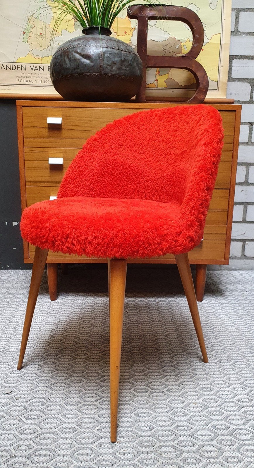 leuke en hippe vintage oranje  stoel, Ophalen, Huis en Inrichting