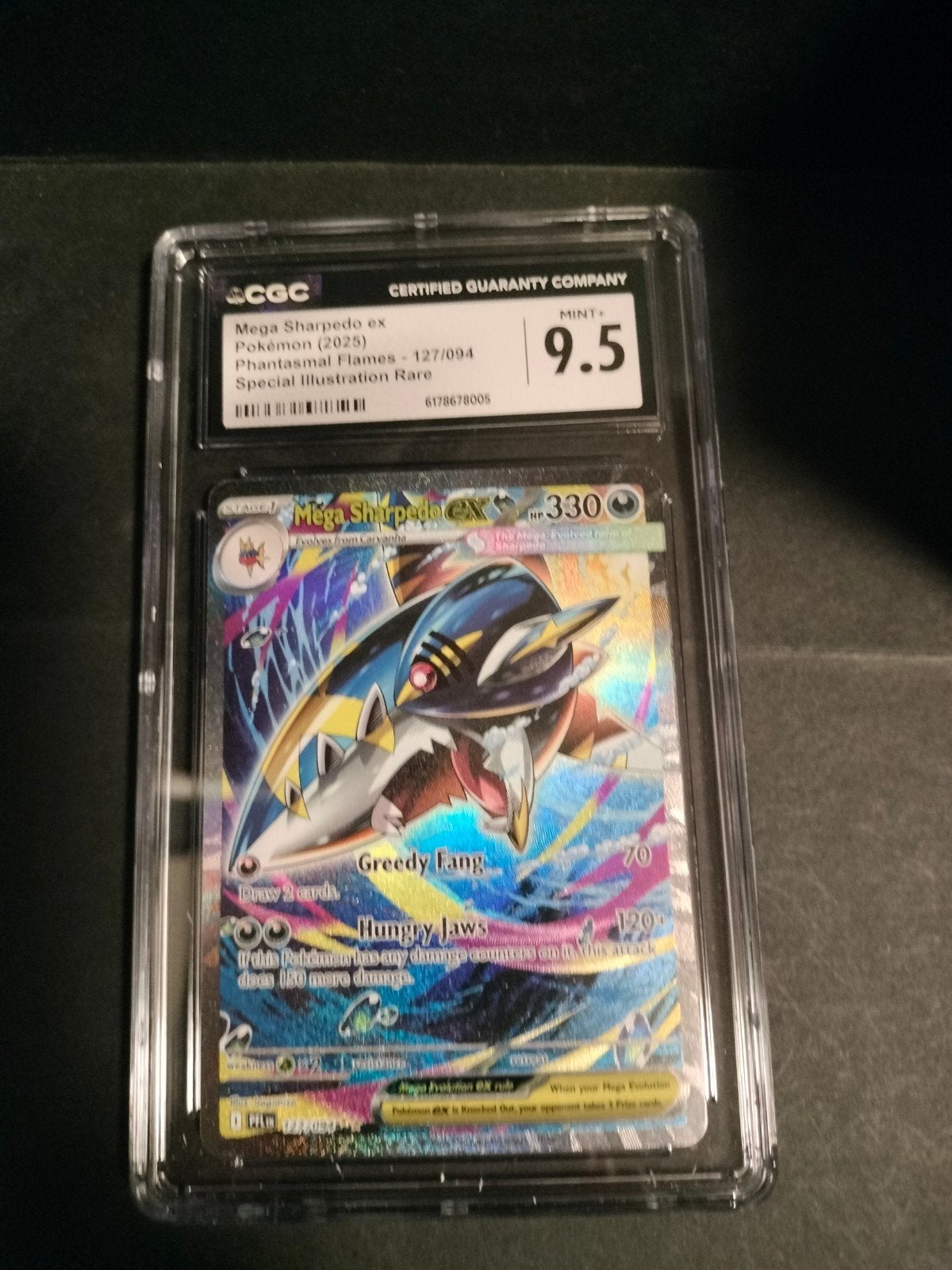 CGC 9.5 Mega Sharpedo ex Pokémon kaart - Phantasmal Flames, Verzenden, Zo goed als nieuw, Losse kaart