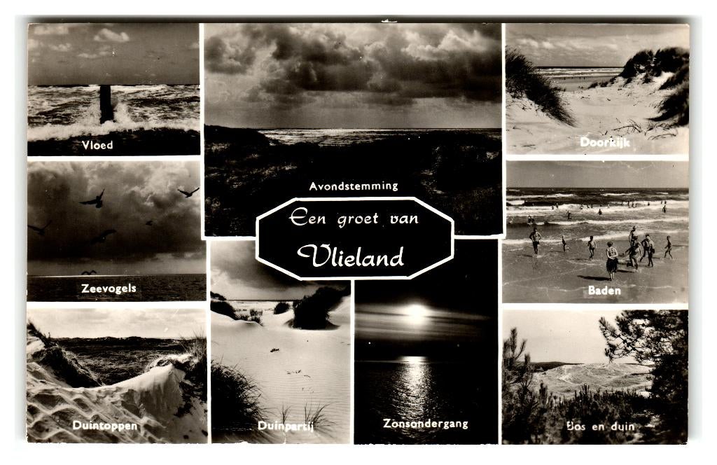 Vlieland, Een groet van Vlieland. Opruimingskaart, Verzenden, 1960 tot 1980, Gelopen, Waddeneilanden