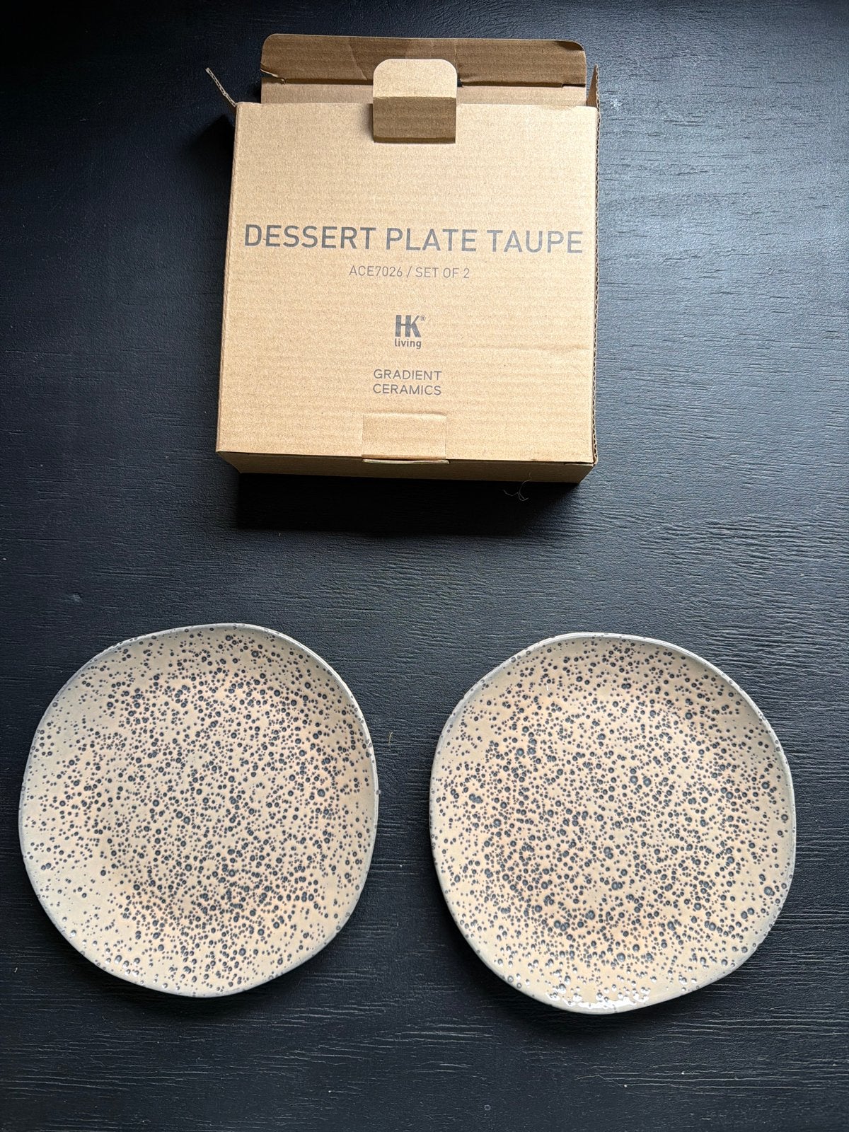 HKliving Dessertborden Taupe - Set van 2, Ophalen, Overige merken, Keramiek, Nieuw