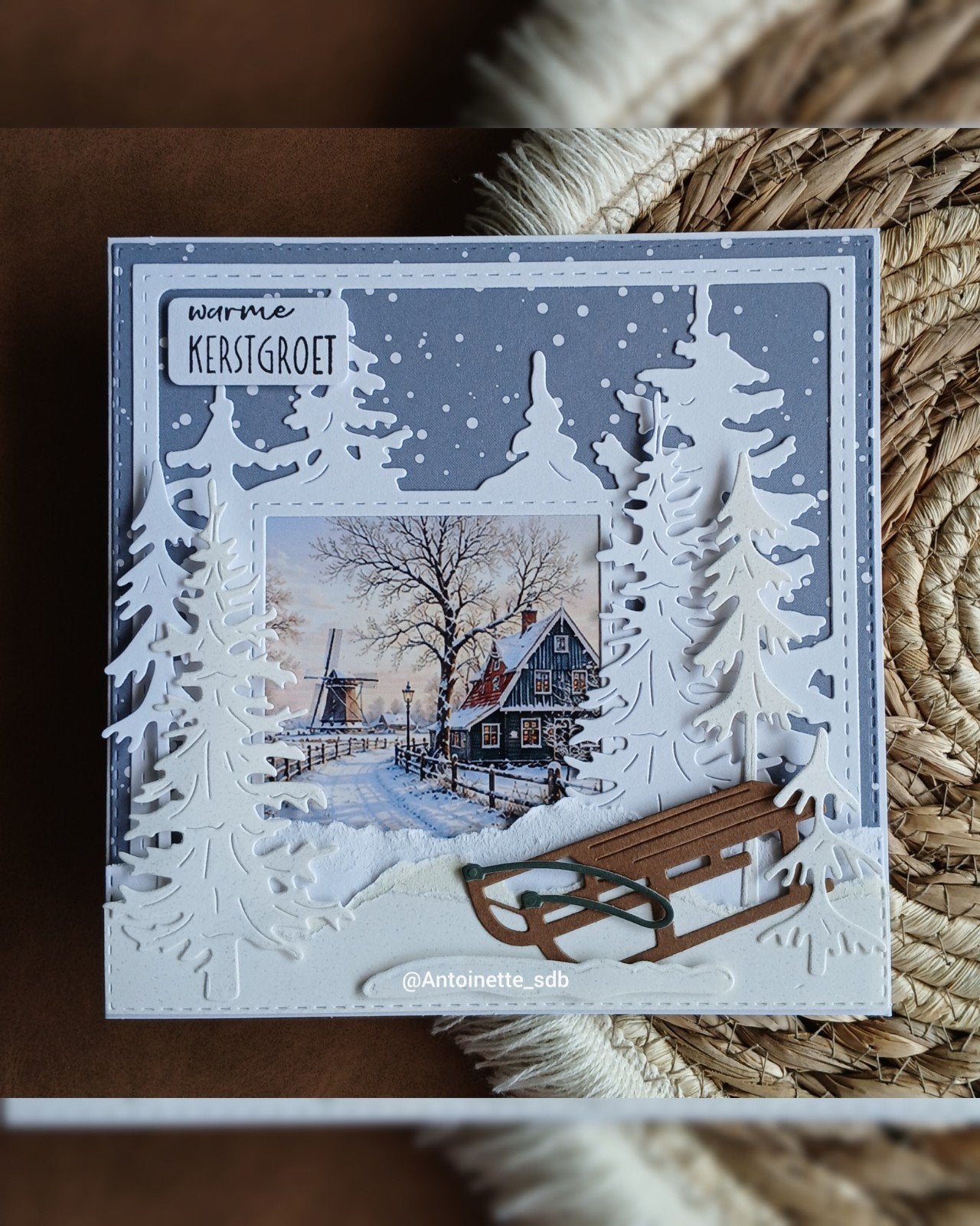 Zelfgemaakte kerstkaart, Hobby en Vrije tijd, Kaarten | Zelfgemaakt, Ophalen of Verzenden, Nieuw, Overige thema's