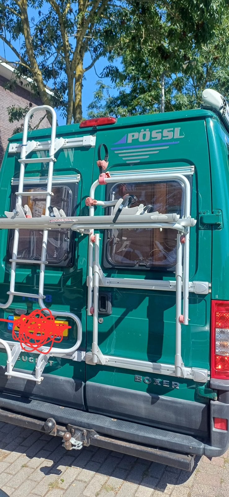 Fietsedrager voor op achterdeur camper, Ophalen, Gebruikt