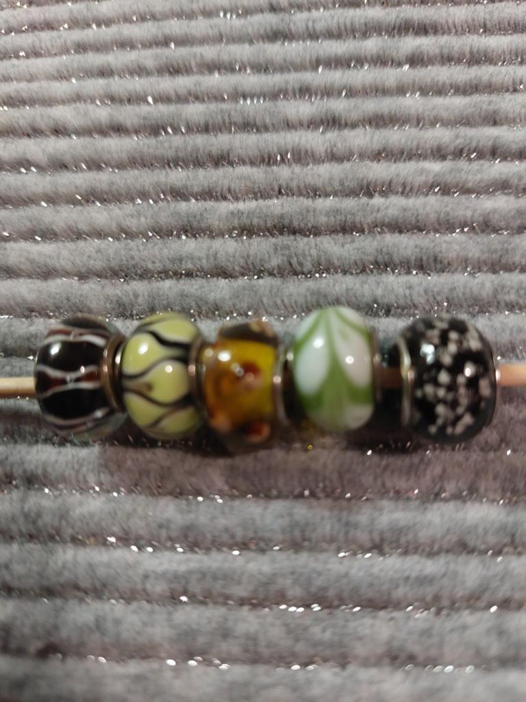 5 Murano beads met zilveren kern voor Trollbeads., Ophalen of Verzenden, Zo goed als nieuw, Glas of Kristal, Trollbeads