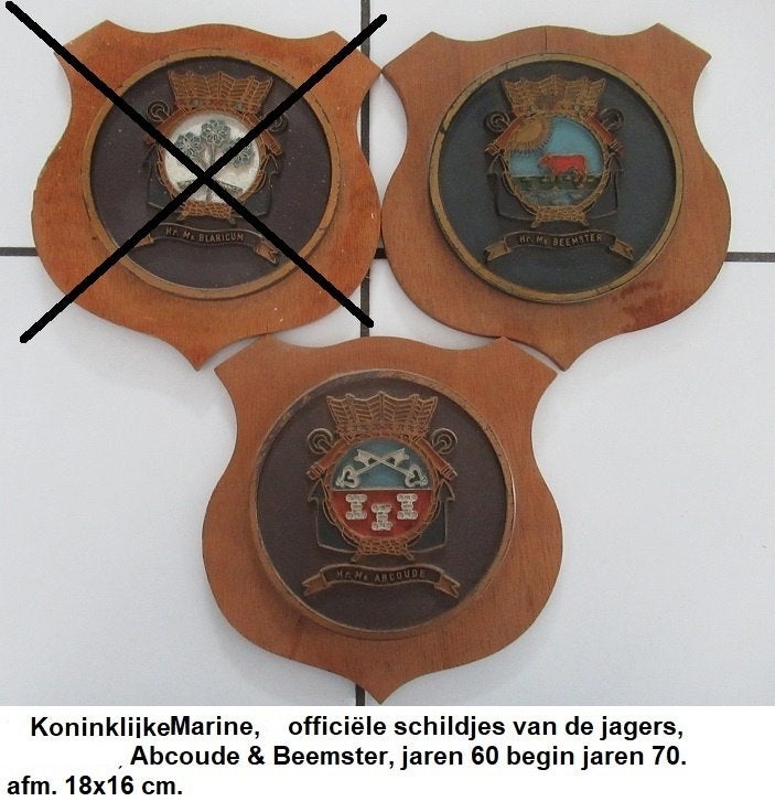KONINKLIJKE MARINE, schildjes de Beemster & de Abcoude, Ophalen of Verzenden, Marine, Nederland, Embleem of Badge