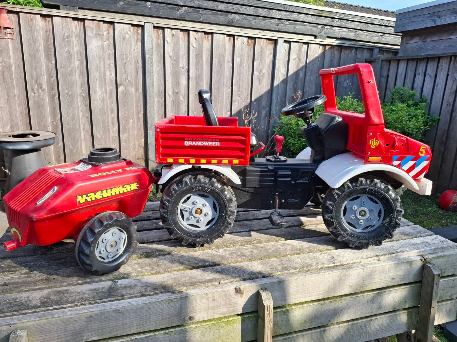 Rolly Toys Brandweer Trapauto met aanhanger, Ophalen, Gebruikt, Trapvoertuig