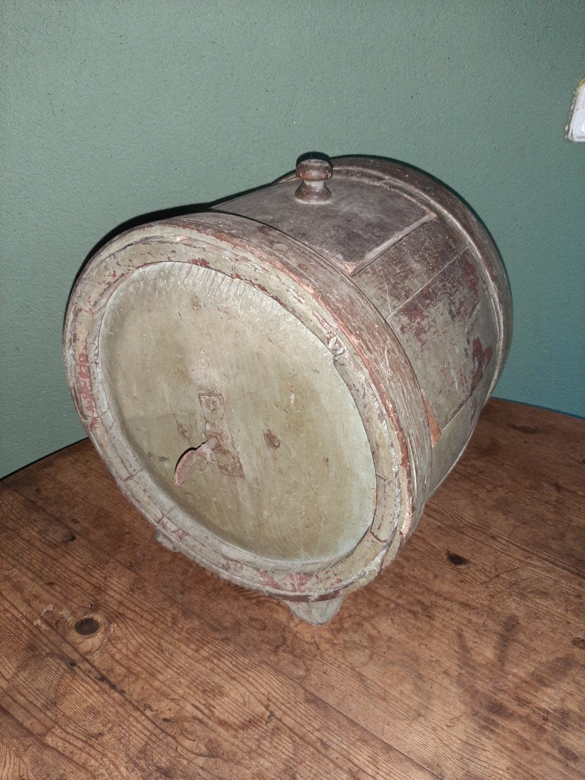Antieke houten boterkarn met slinger, Ophalen of Verzenden