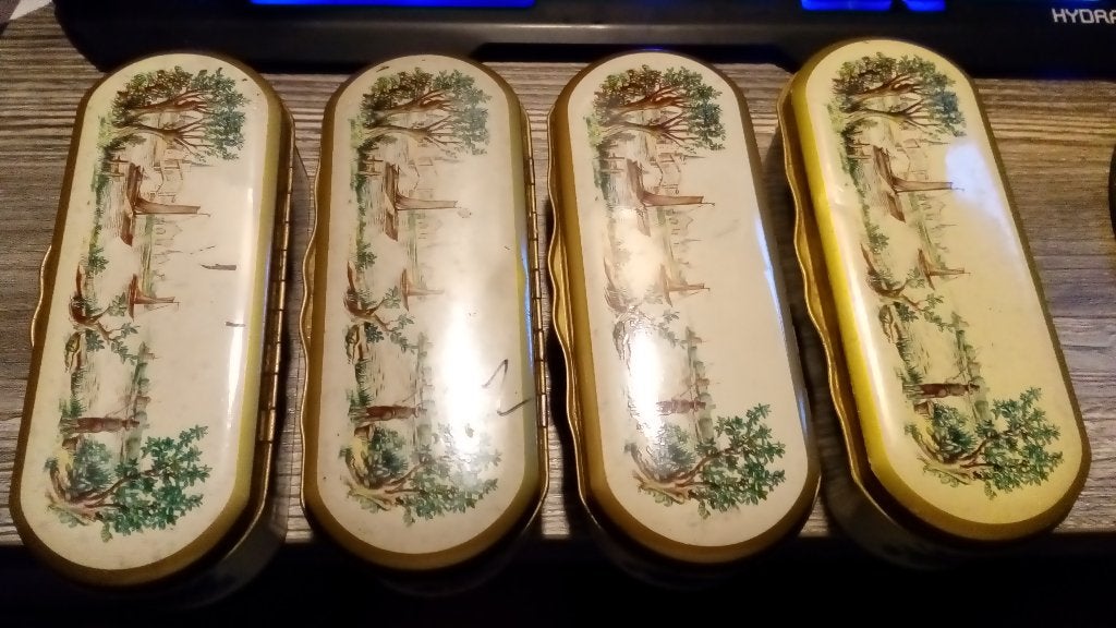 Set van 4 vintage blikken voor theelepeltjes of snuisterijen, Verzamelen, Blikken, Ophalen of Verzenden, Gebruikt, Overige, Pickwick