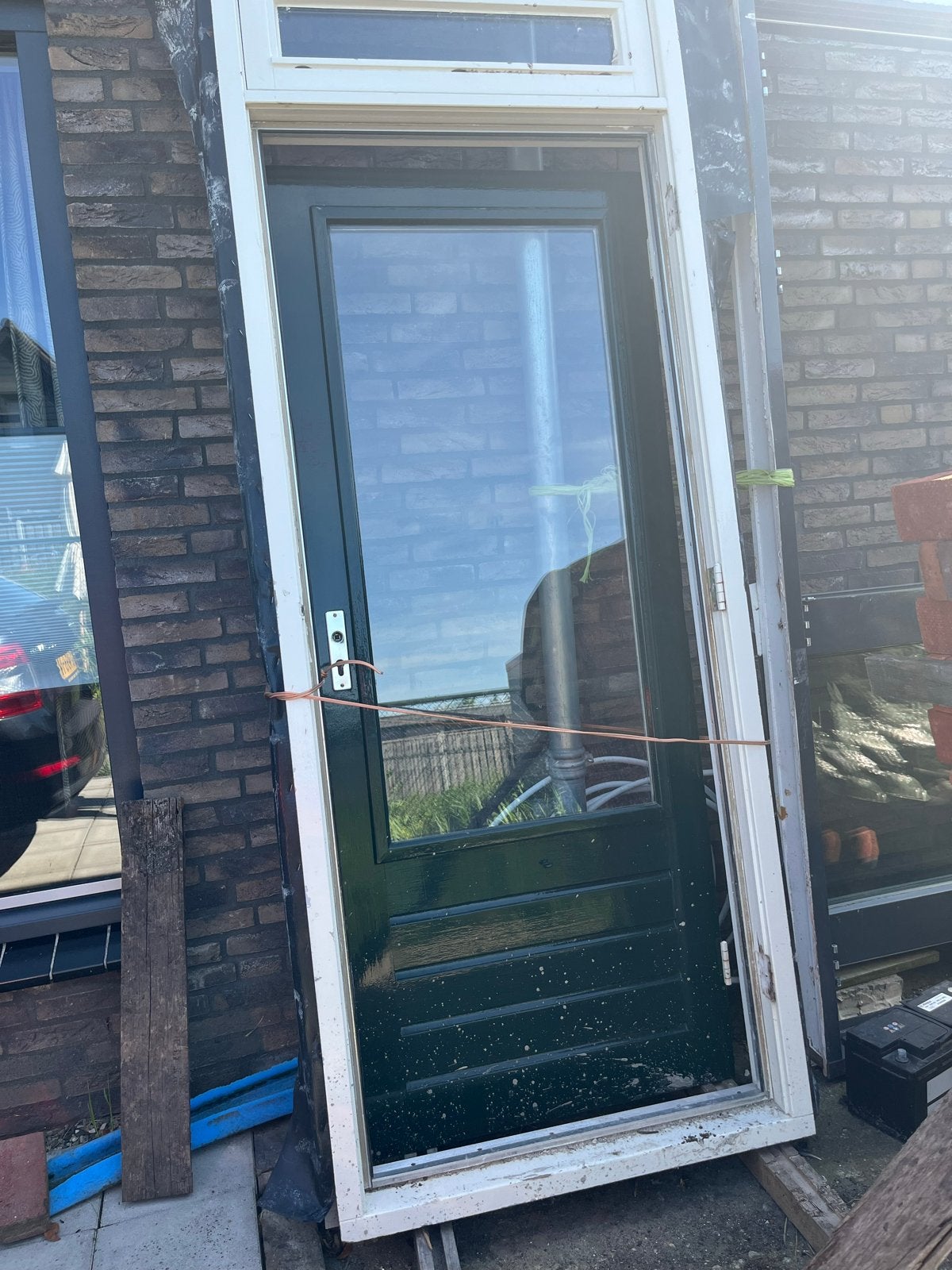 Gebruikte Buitendeur met Kozijn en Glas, Ophalen, Gebruikt, 80 tot 100 cm, 215 cm of meer