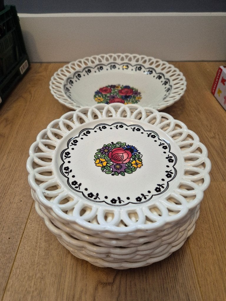 Antiek servies: 12 borden + schaal, Antiek en Kunst, Ophalen of Verzenden