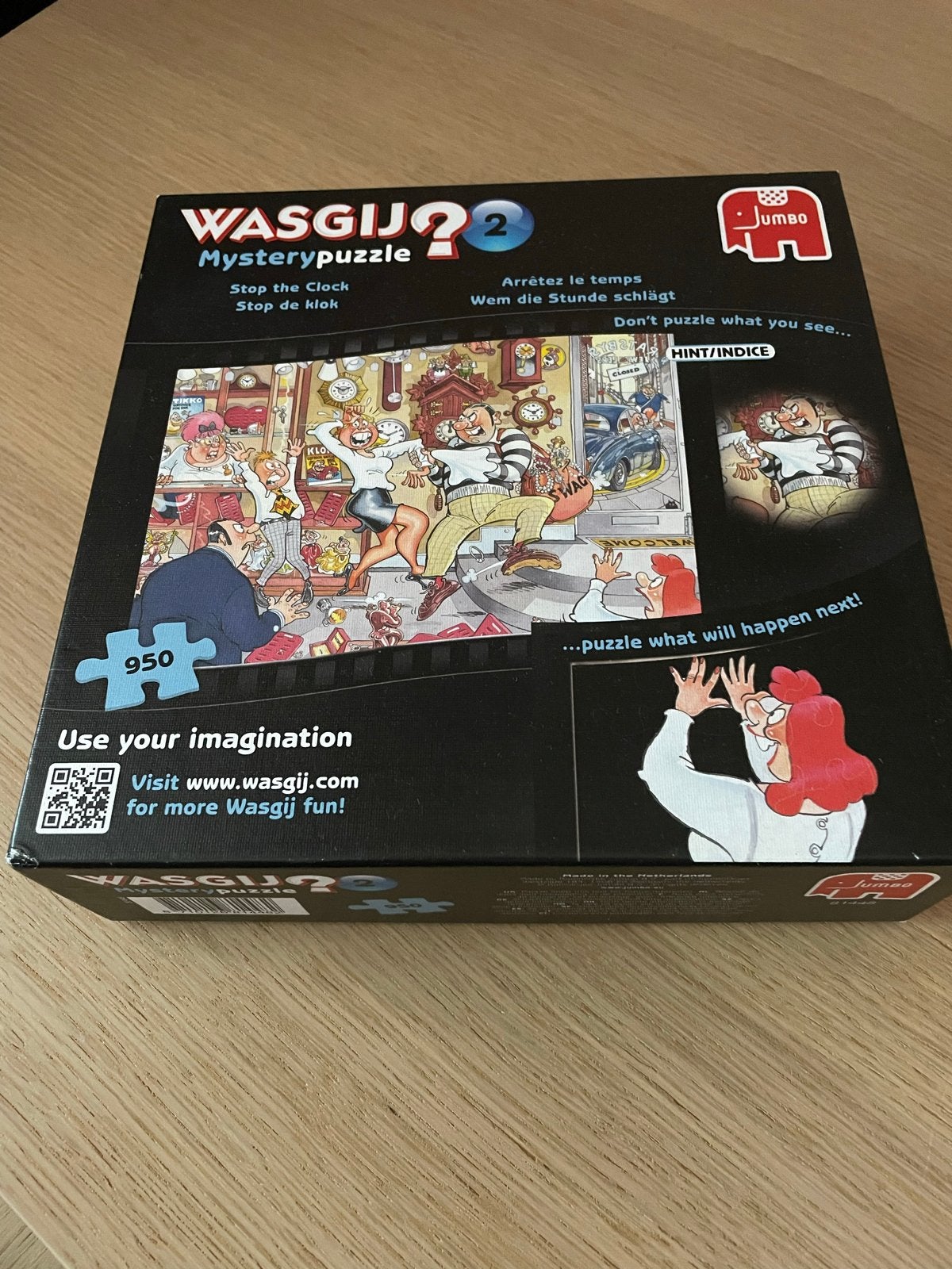 Wasgij? Mysterypuzzel 2 - Stop de Klok (950 stukjes), Ophalen of Verzenden, 500 t/m 1500 stukjes, Gebruikt, Legpuzzel