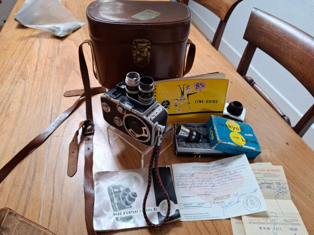 Bolex 8 Paillard dubbel lens film camera + extras, Ophalen of Verzenden, 1960 tot 1980