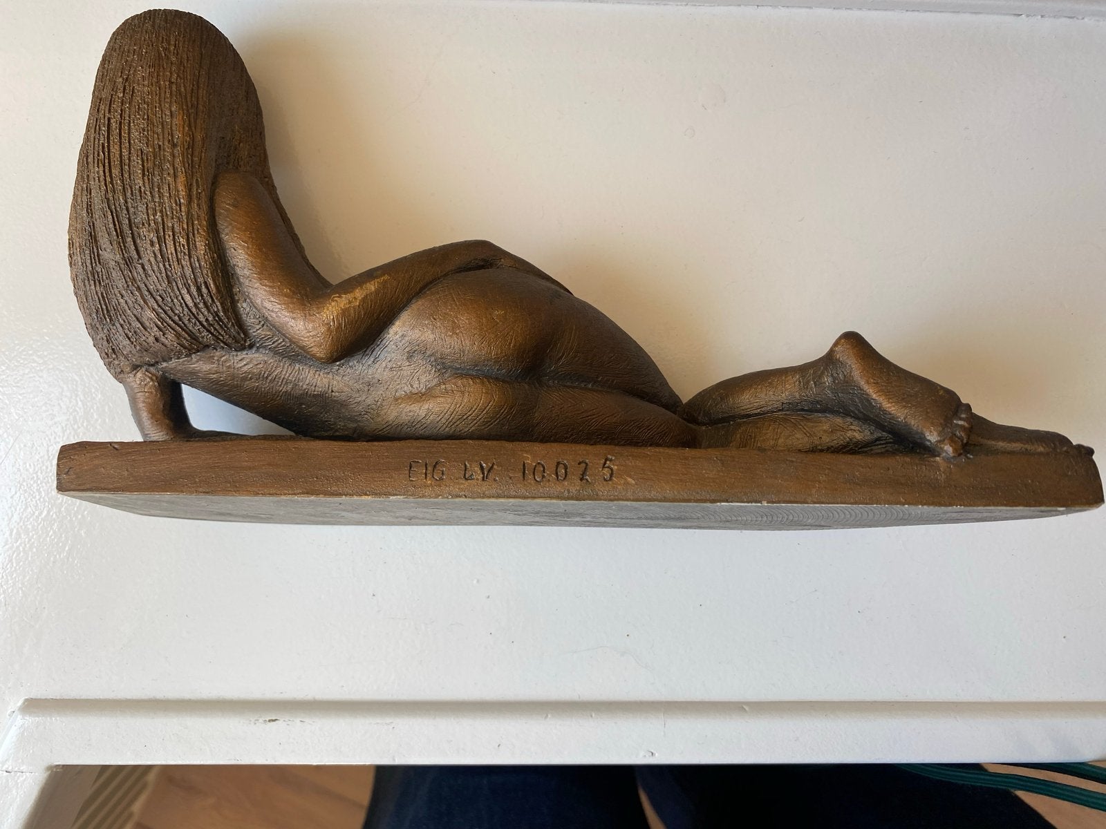 Liggend naakt beeld van een vrouw, 29x18 cm, Ophalen, Handgemaakt, 20 - 50 cm, Overige materialen