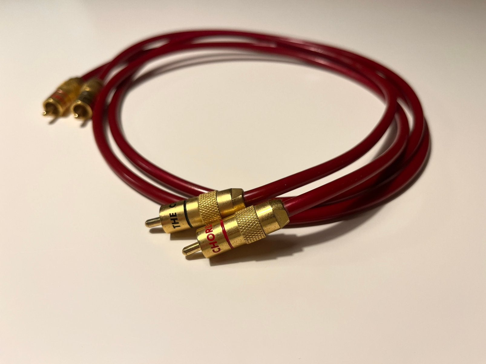 The Chord Company CrimsonPlus RCA interconnect 1m, Ophalen of Verzenden, Zo goed als nieuw, Minder dan 2 meter, Interlink-kabel