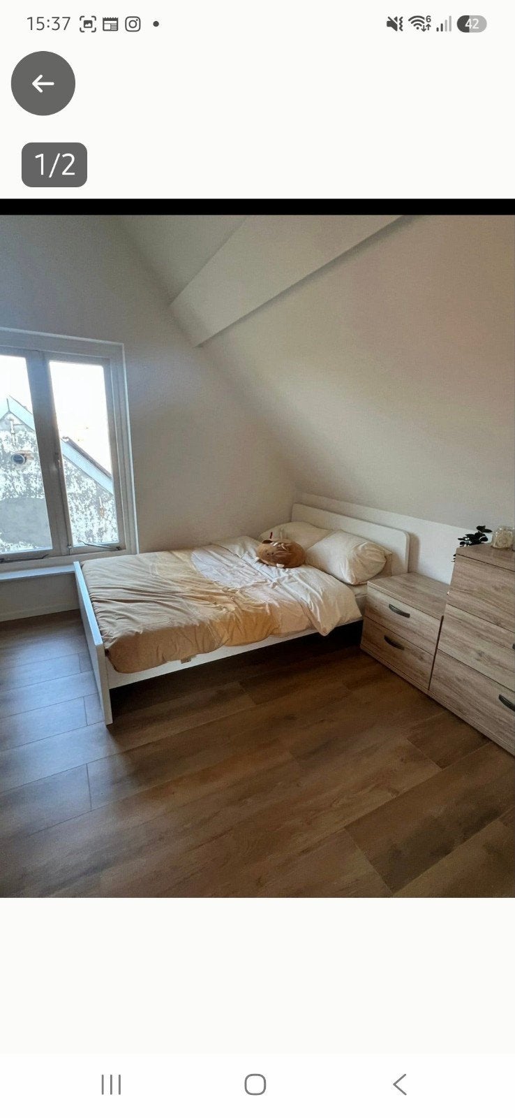 IKEA ASKVOLL Bedframe 160x200cm met nieuw HÖVÅG matras, Ophalen, Tweepersoons, Zo goed als nieuw, 200 cm