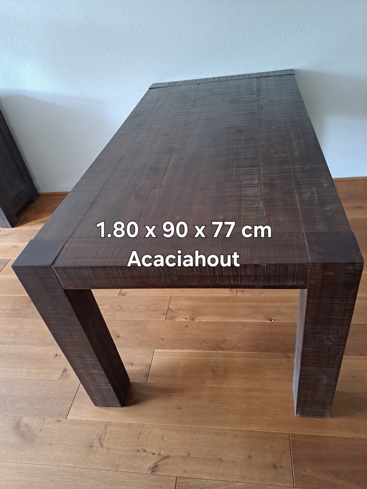 Robuuste Acaciahouten Eettafel 180x90x77 cm, Huis en Inrichting, Tafels | Eettafels, Ophalen, Gebruikt, Robuust, Landelijk, 50 tot 100 cm