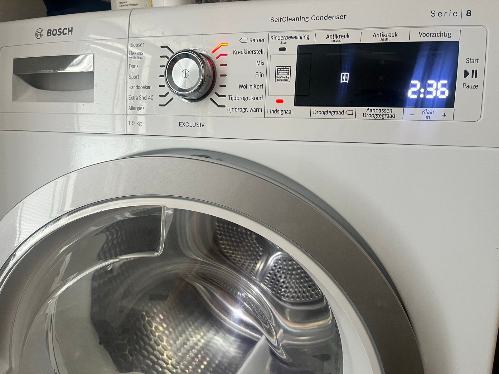 Bosch Serie 8 Wasmachine en Droger Set - Exclusiv, Ophalen, 1200 tot 1600 toeren, Gebruikt, 8 tot 10 kg