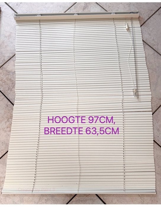 Aluminium jaloezie 16 mm crème wit, H97, B63,5, Overige merken, 64 cm, Ophalen of Verzenden, Zo goed als nieuw