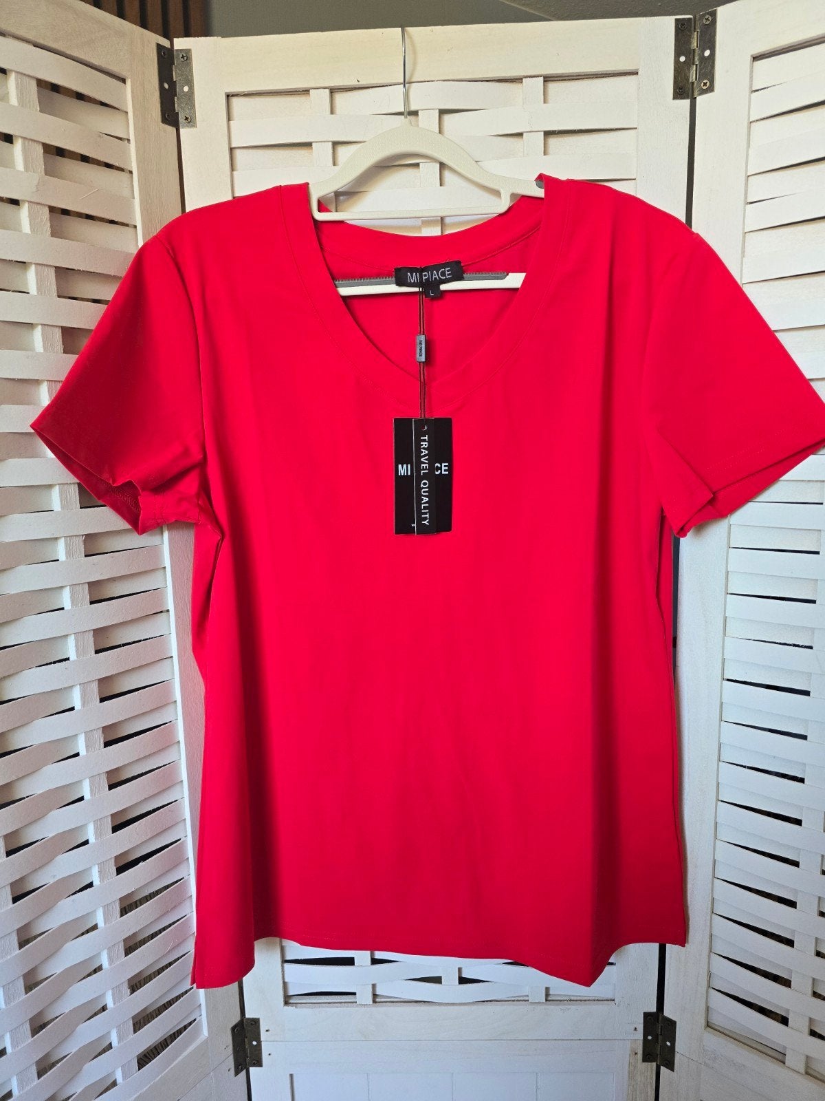 Nieuw mi piace shirt L rood, Kleding | Dames, Ophalen of Verzenden, Nieuw, Rood, Korte mouw
