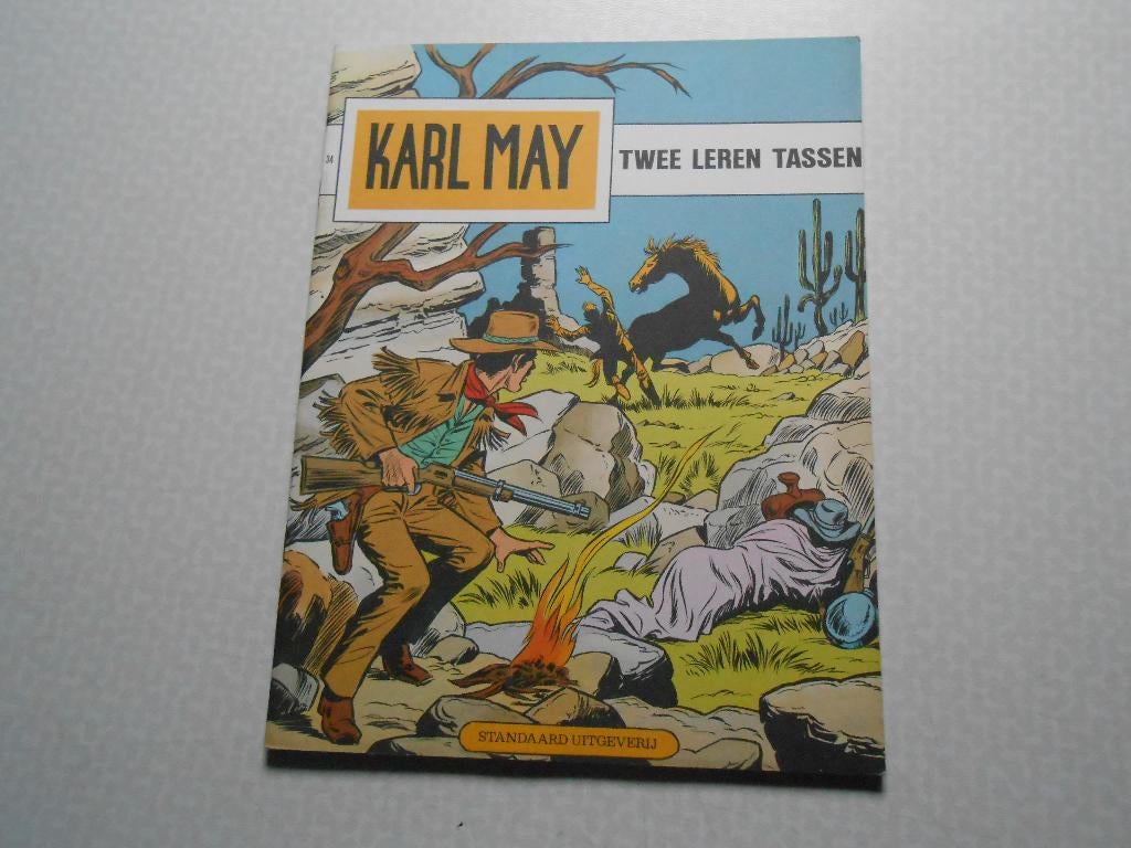 Karl may 34 Twee leren tassen 1972 1 ste druk., Willy Vandersteen, Eén stripboek, Nieuw, Ophalen of Verzenden