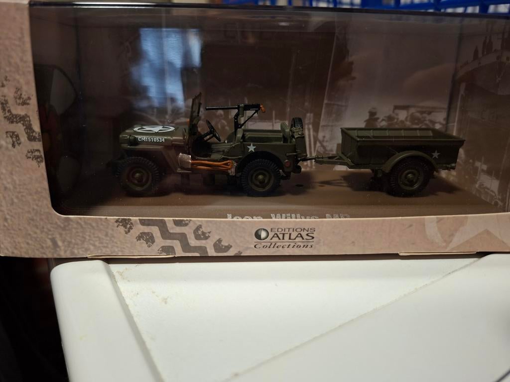 Jeep Willys MB met aanhanger - Editions Atlas Collections, Overige merken, Auto, 1:32 tot 1:50, Nieuw