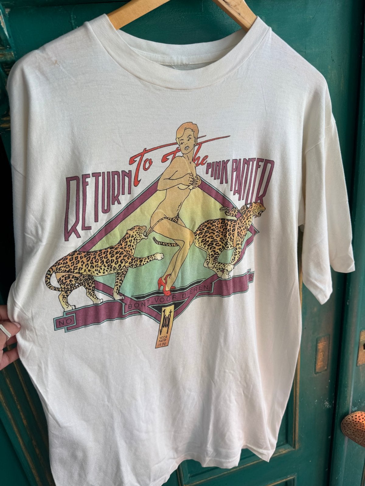 Vintage 1990 "Return to the Pink Panter" T-shirt - Joost Vee, Ophalen of Verzenden, Zo goed als nieuw, Beige