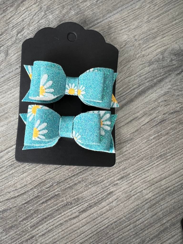 Haarstrikken klein - 5cm - blauw, groen, bloemen, Ophalen of Verzenden, Zo goed als nieuw
