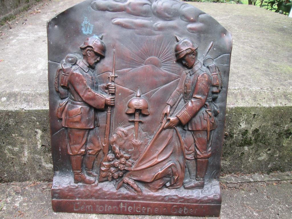 Duitse herinnerings graf plaat 25/32 cm. UNICA zeldzaam stuk, Ophalen of Verzenden, Landmacht, Nederland