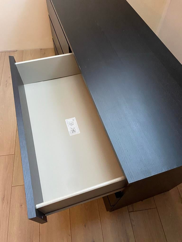 Grote zwarte ladekast met 6 lades - 160x77x48 cm, Ophalen, Gebruikt, 5 laden of meer, 150 tot 200 cm