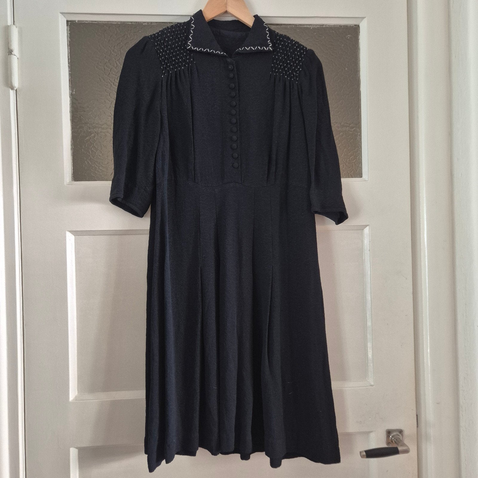 Vintage Jaren '30 Jurk, Kleding | Dames, Maat 38/40 (M), Blauw, Ophalen of Verzenden, Gedragen