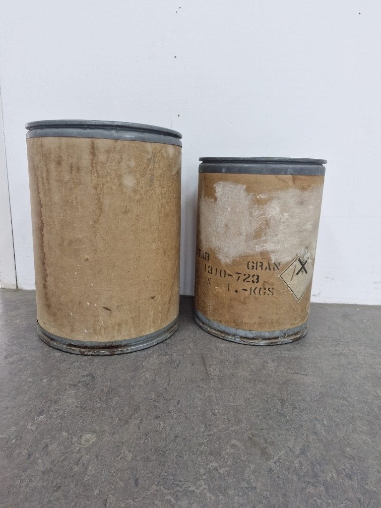 vintage industriele kraftkartonnen vaten, Ophalen, Gebruikt