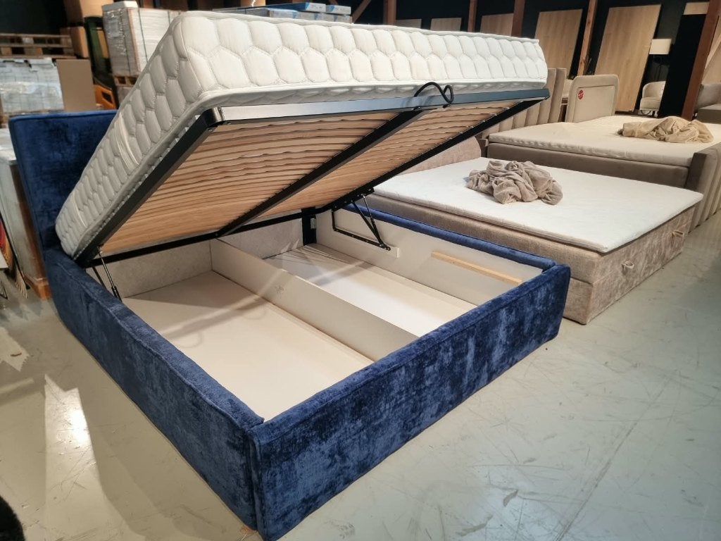 Direct | luxe boxspring met opbergruimte + gratis topper, Huis en Inrichting, Ophalen, Info@trendvortex.com, Blauw, 4131 NH