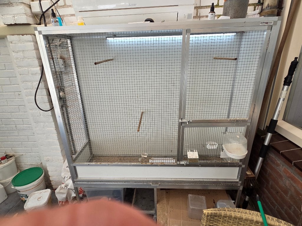 grote kooi, Dieren en Toebehoren, Vogels | Hokken en Kooien, Ophalen, Zo goed als nieuw, Aluminium, Vogelkooi