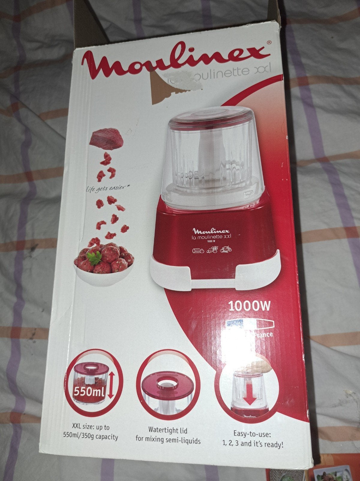 Moulinex La Moulinette XXL 1000W hakmolen, Ophalen, Zo goed als nieuw, Vaatwasserbestendig, Minder dan 1 liter