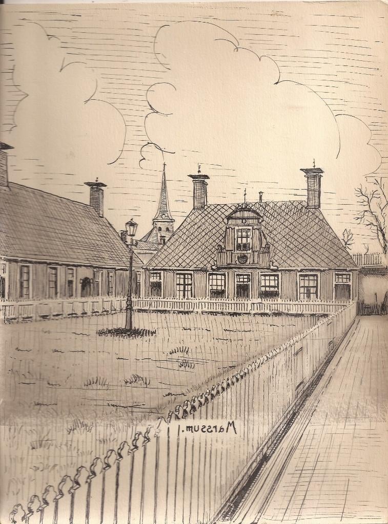 Marssum Hofje Poptaslot 1948 Tekening Sievers, Ophalen of Verzenden