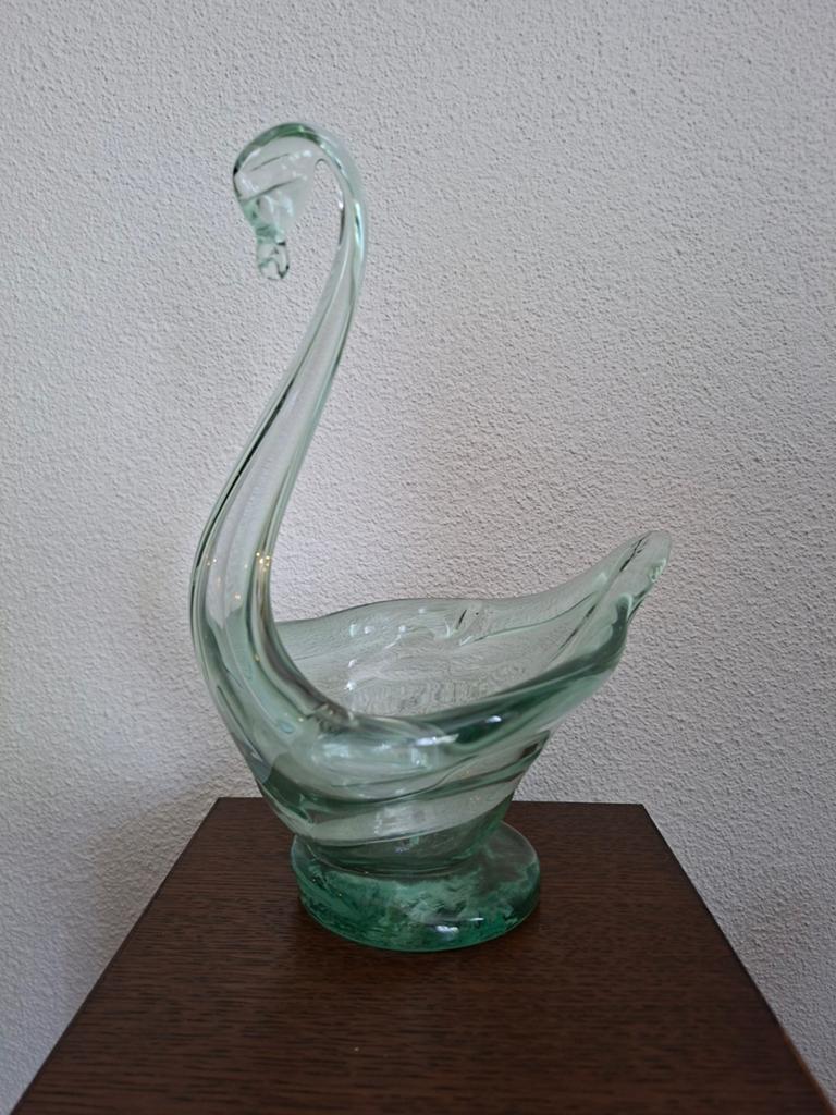 Glazen vaas zwaan vintage, Antiek en Kunst, Ophalen of Verzenden