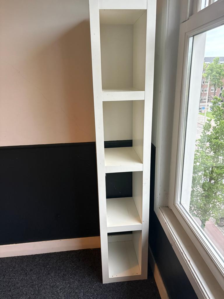 Witte IKEA vakkenkast met 4 vakken, Ophalen, Met plank(en), Minder dan 50 cm, Gebruikt