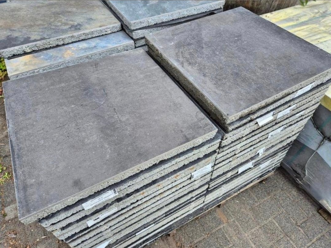 14m² geoceramica grijs antraciet 60x60x4cm restpartij., Tuin en Terras, Keramiek, Nieuw, Ophalen of Verzenden, 10 m² of meer