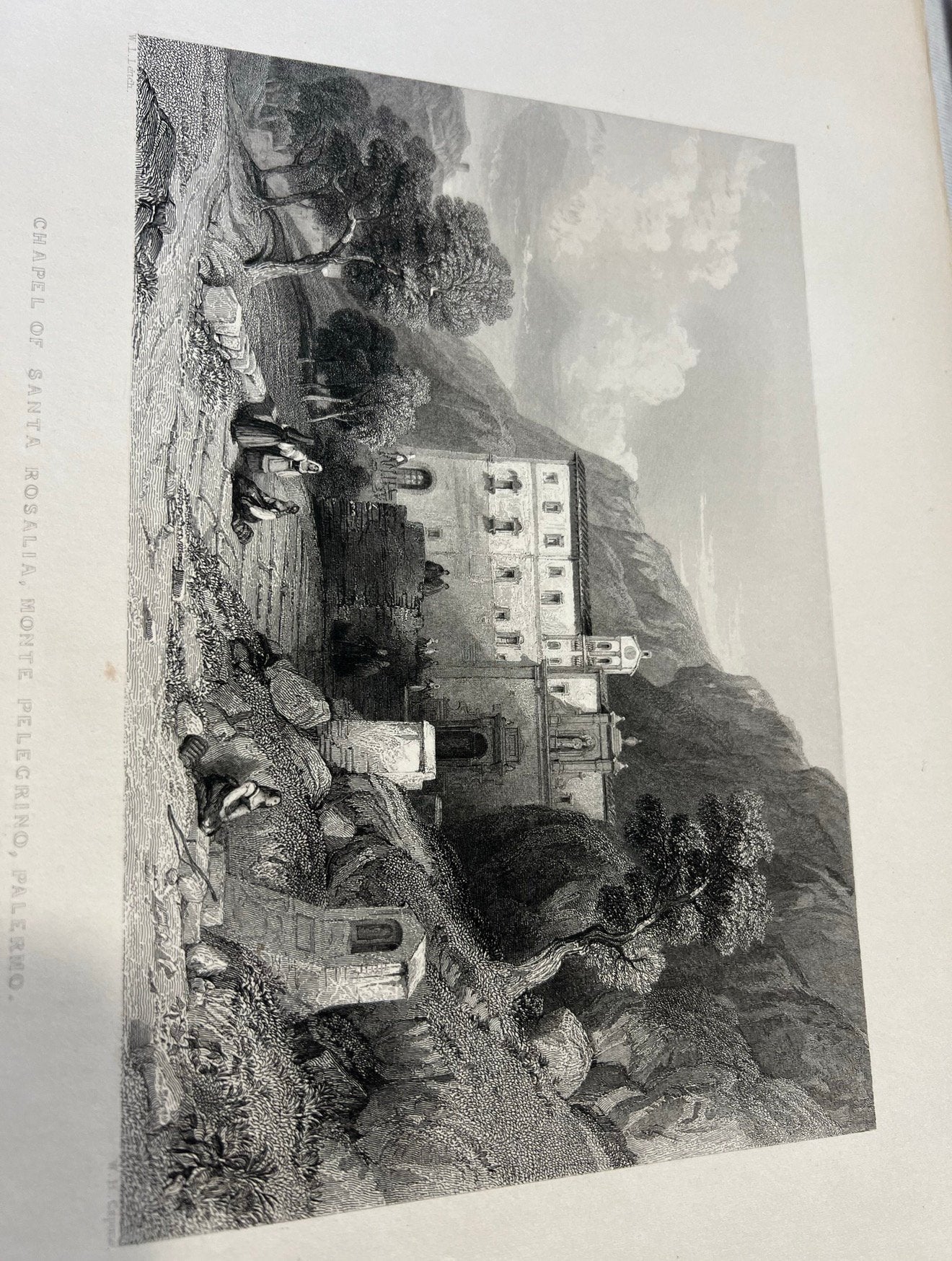 2X Antieke fotos 1839 chapel santa rosalia, shrine strosalia, Ophalen of Verzenden, Voor 1940, Zo goed als nieuw, Gebouw