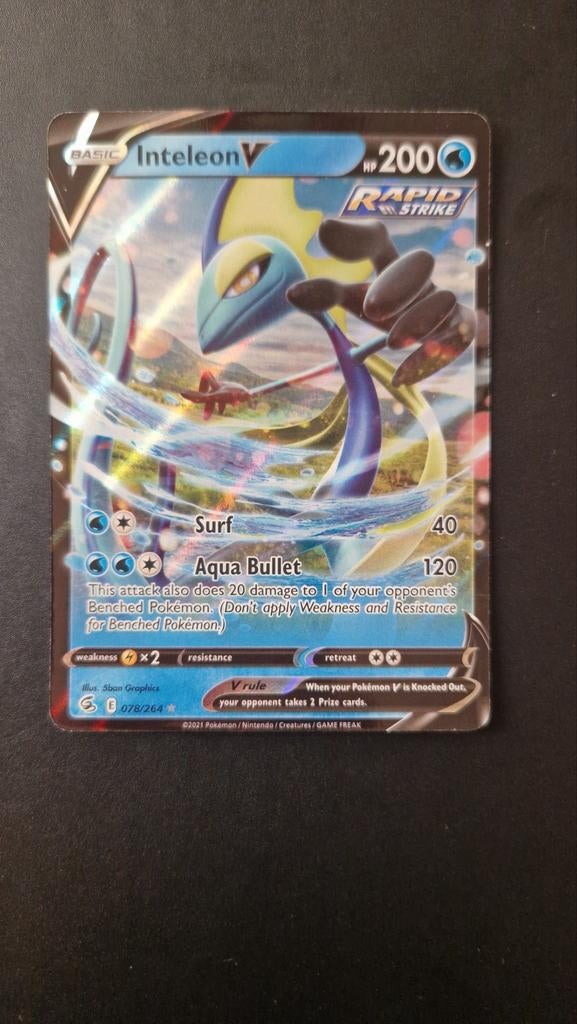 Inteleon V 078/264 Fusion Strike Pokemon, Ophalen of Verzenden, Zo goed als nieuw, Losse kaart