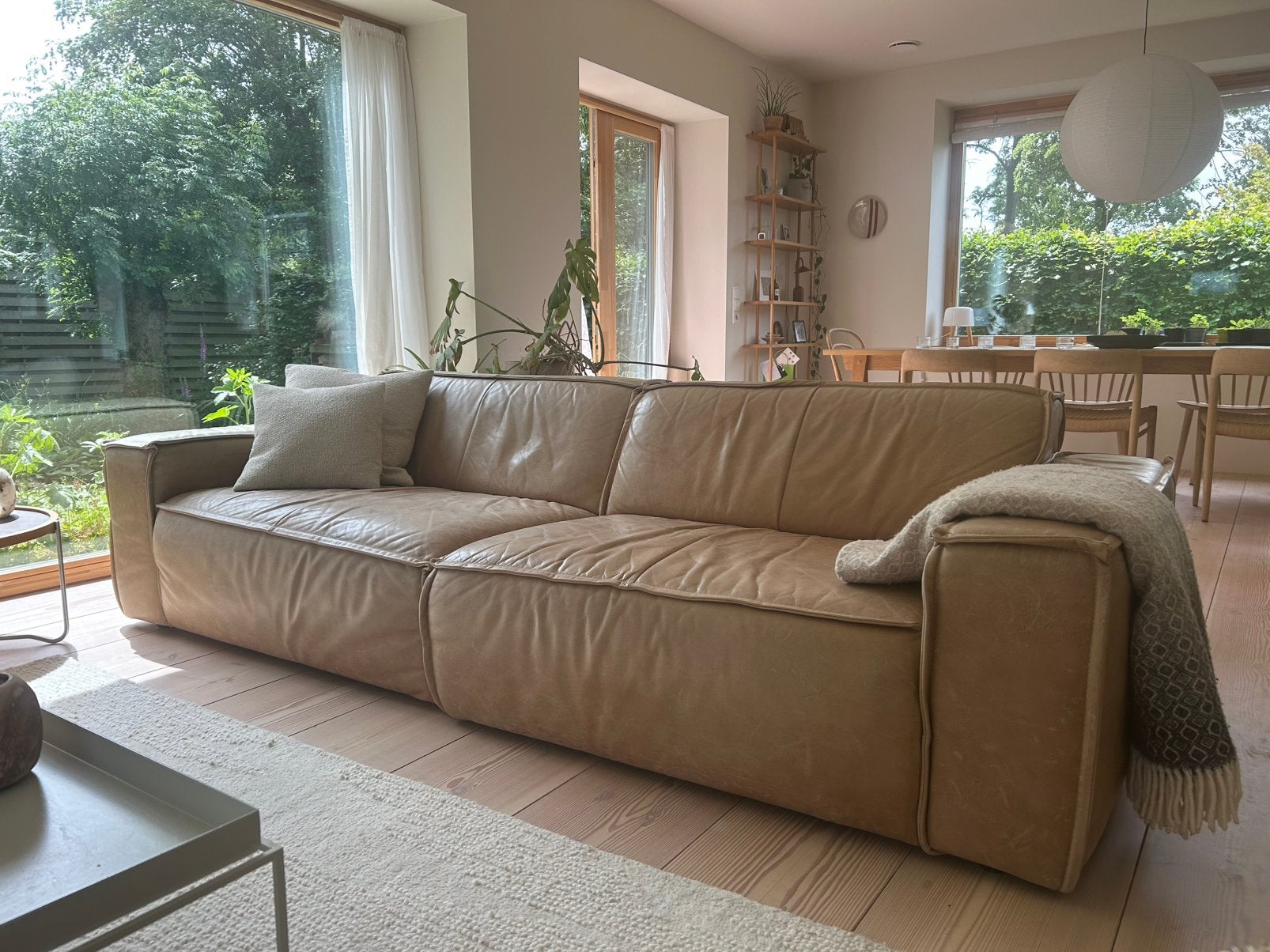 Leren loungebank naturel, FEST AMSTERDAM, 250 tot 300 cm, Gebruikt, 100 tot 125 cm, Driepersoons