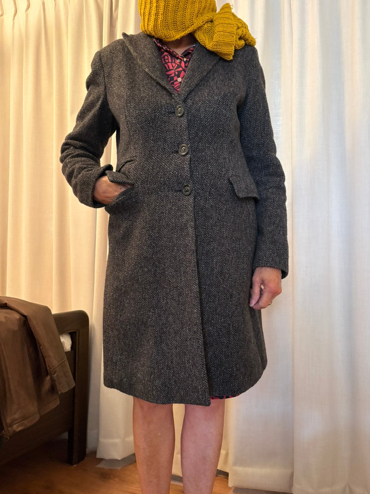 Dames getailleerde winterjas van BENETTON., Verzenden, Gedragen, Maat 38/40 (M), Meerkleurig